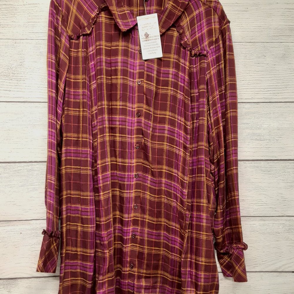 Woman Within Long Sleeve Rayon Button Up Shirt